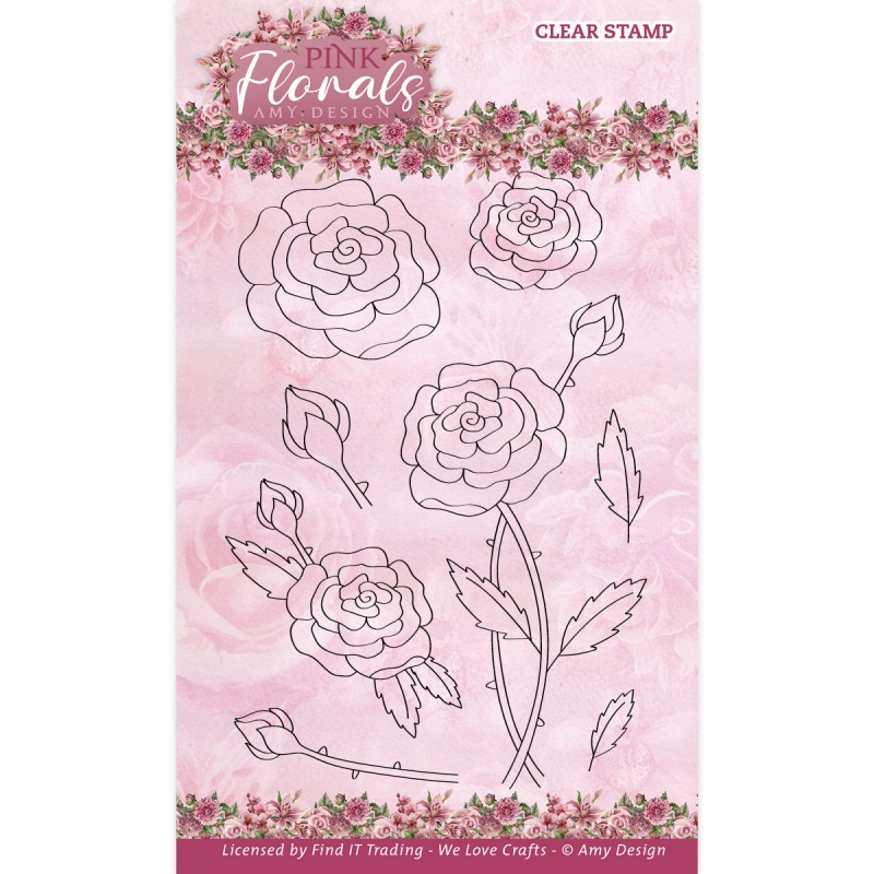 Clear Stamps - Amy Design - Pink Florals - Rose