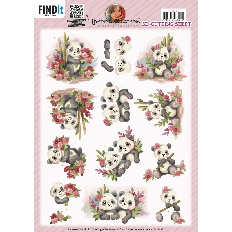 3D Cutting Sheet - Yvonne Creations - Lieve panda