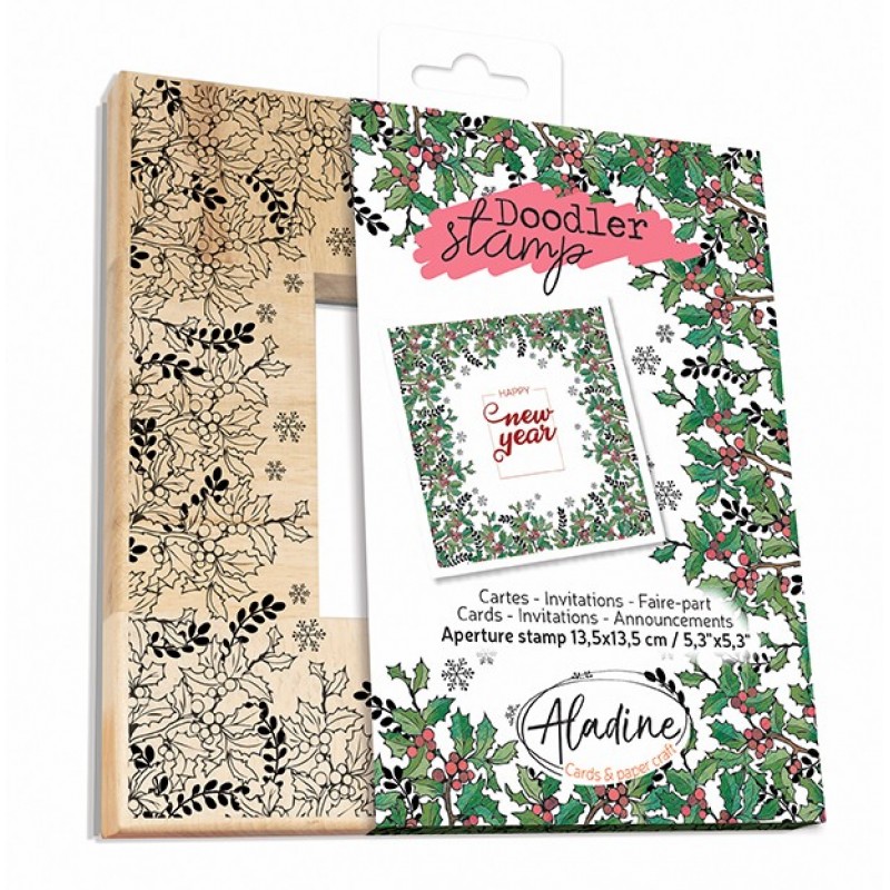 Wooden Doodler Stamp XMAS Holly