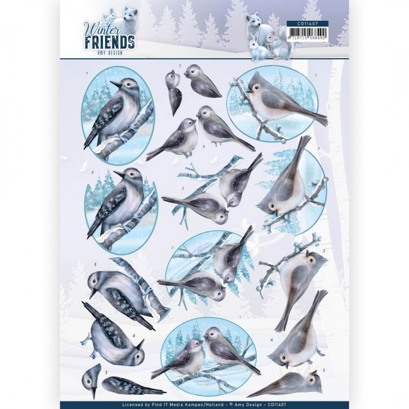 Fonkelende vogels  - Winter Friends 3D-Knipvel van Amy Design