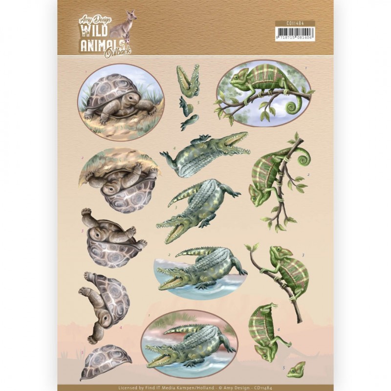 Reptiles Wild Animals Outback 3D Cutting Sheet by Amy Design