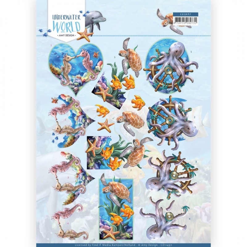 Sea Animals 3D Cutting Sheet Underwater World by Amy Design