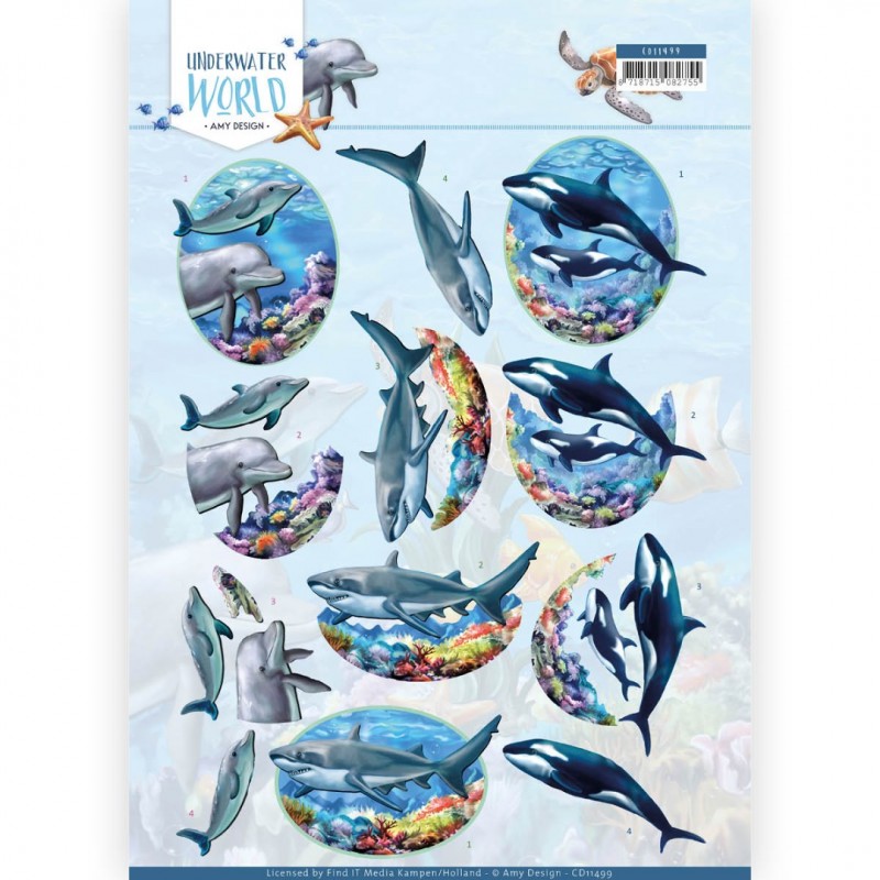 Big Ocean Animals 3D Cutting Sheet Underwater World by Amy Design