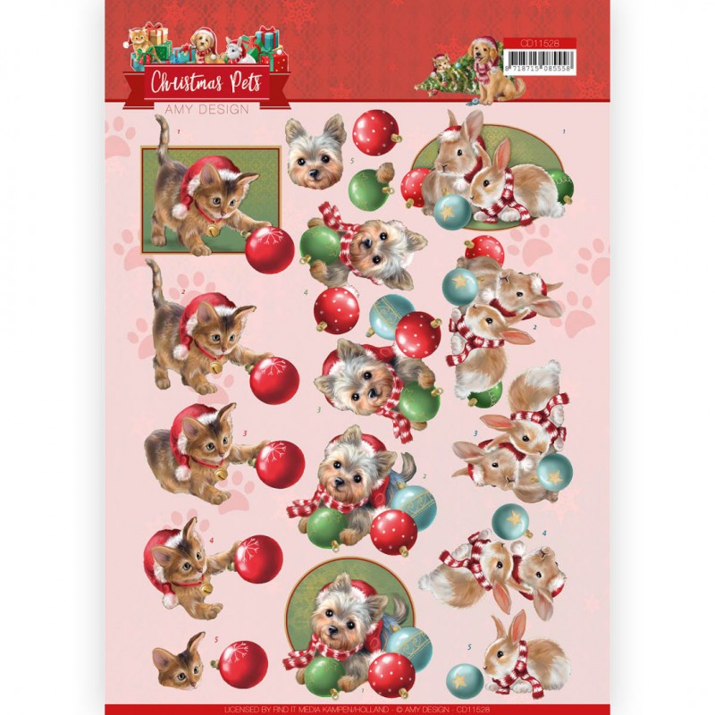 Christmas balls 3D Cutting Sheet Christmas Pets by Amy Design