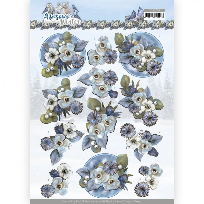 3D Cutting Sheet - Amy Design - Awesome Winter - Winter Flowers