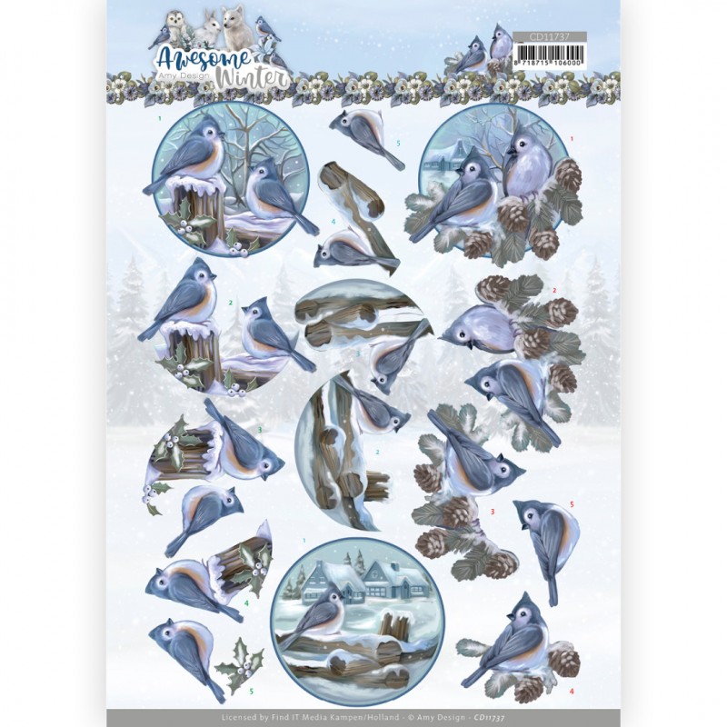 3D Cutting Sheet - Amy Design - Awesome Winter - Winter Birds