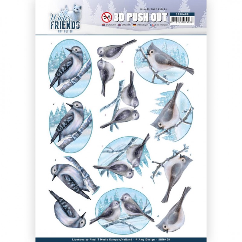 Fonkelende vogels Winter Friends - 3D-Uitdrukvel van Amy Design