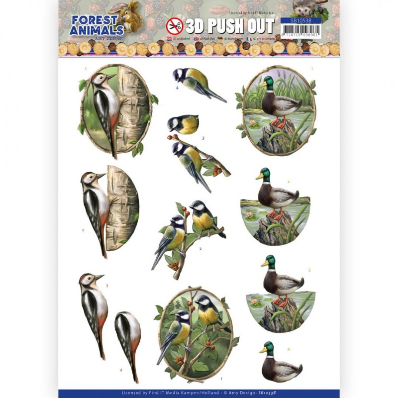 Woodpecker - Forest Animals - 3D-Push-Out Sheet