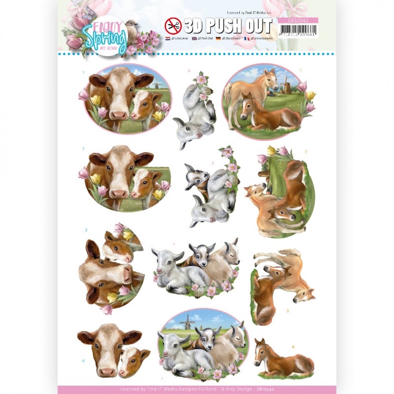 Farm Animals - Enjoy Spring - 3D-Push-Out Sheet