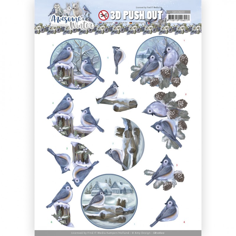 3D Push Out - Amy Design - Awesome Winter - Winter Birds