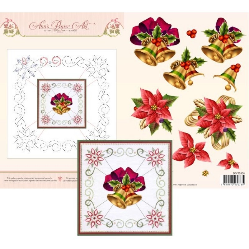 Sheet 8 Christmas Bells 3D Card Embroidery Sheet - Ann's Paper Art