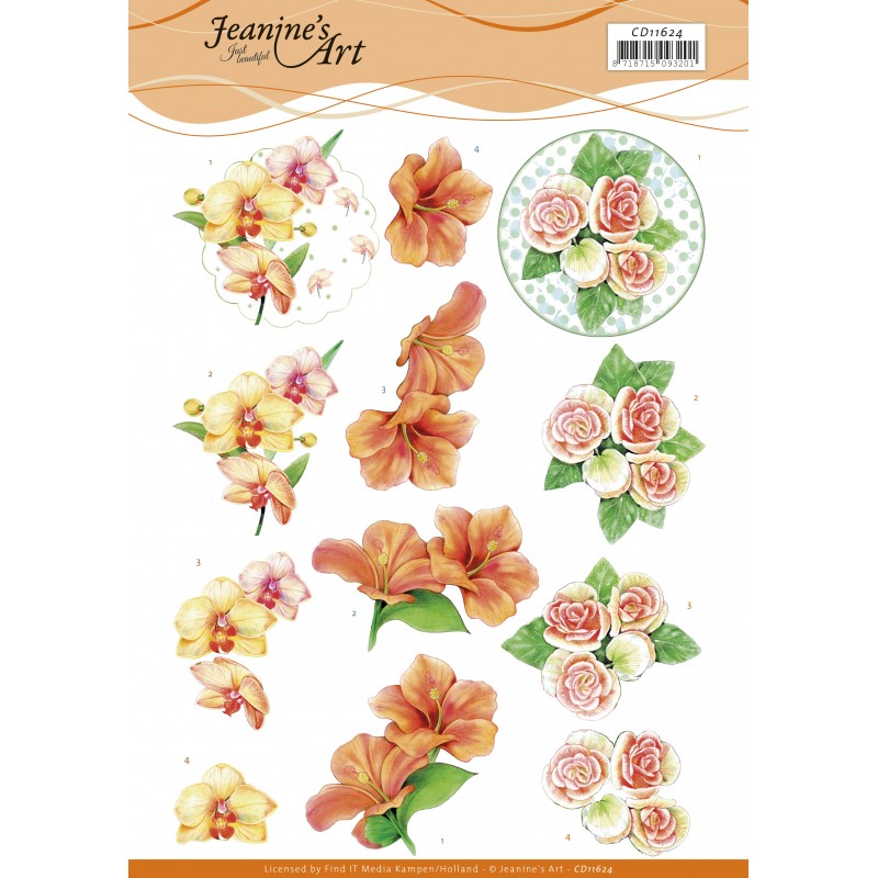 3D Cutting Sheet - Jeanine's Art - Exotic Flowers