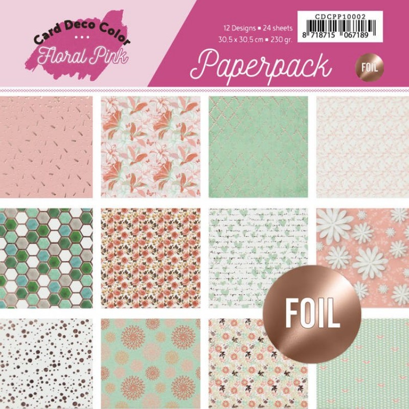 Scrap Folienpapierpack - Floral Pink von Card Deco Color 