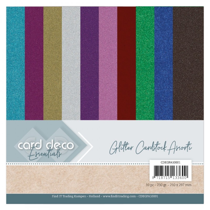 Card Deco Essentials - glitterkarton Assorti