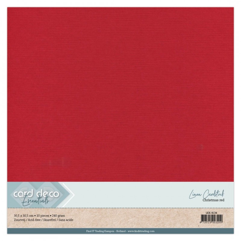 Scrap Christmas Red Linen Cardstock