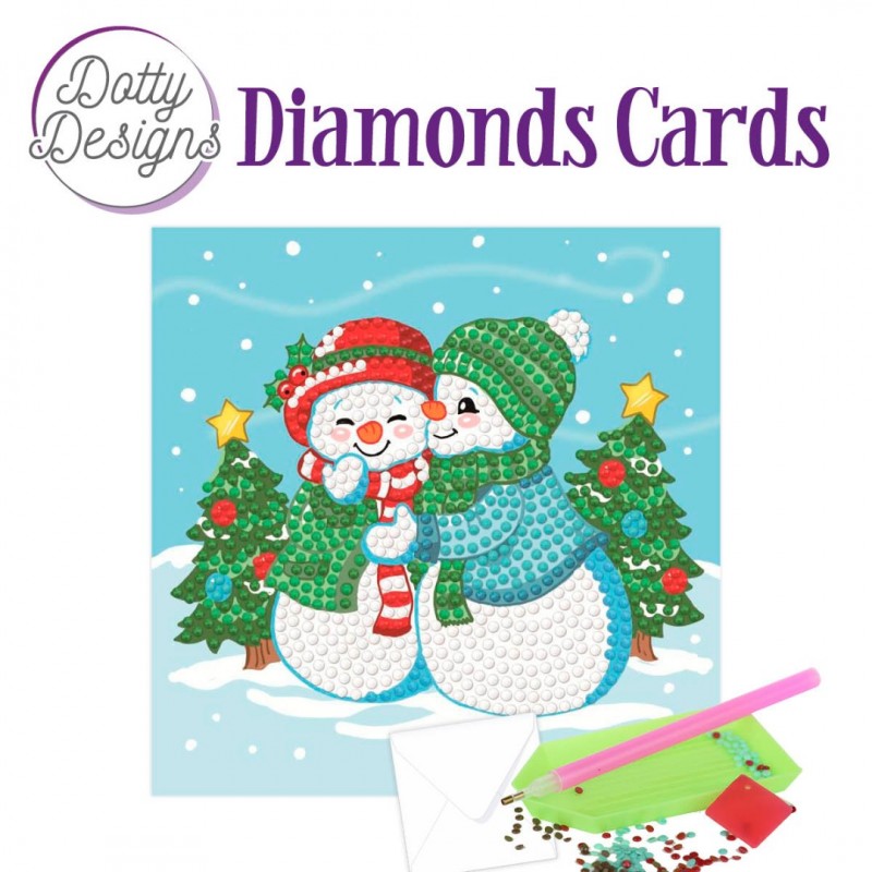 Two Snowmen Diamonds Cards by Dotty Designs