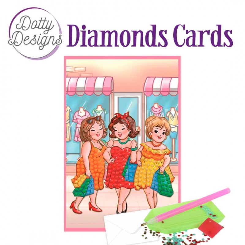 Bubbly Girls Shopping Diamonds Cards by Dotty Designs