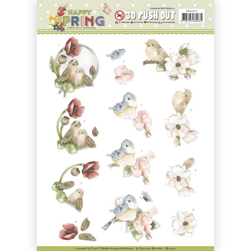 Happy Birds - Happy Spring 3D-PushOut Precious Marieke