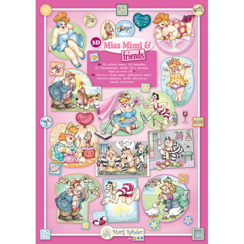 Miss Mimi & friends set 4 3D cutting sheets + 4 PP sheets