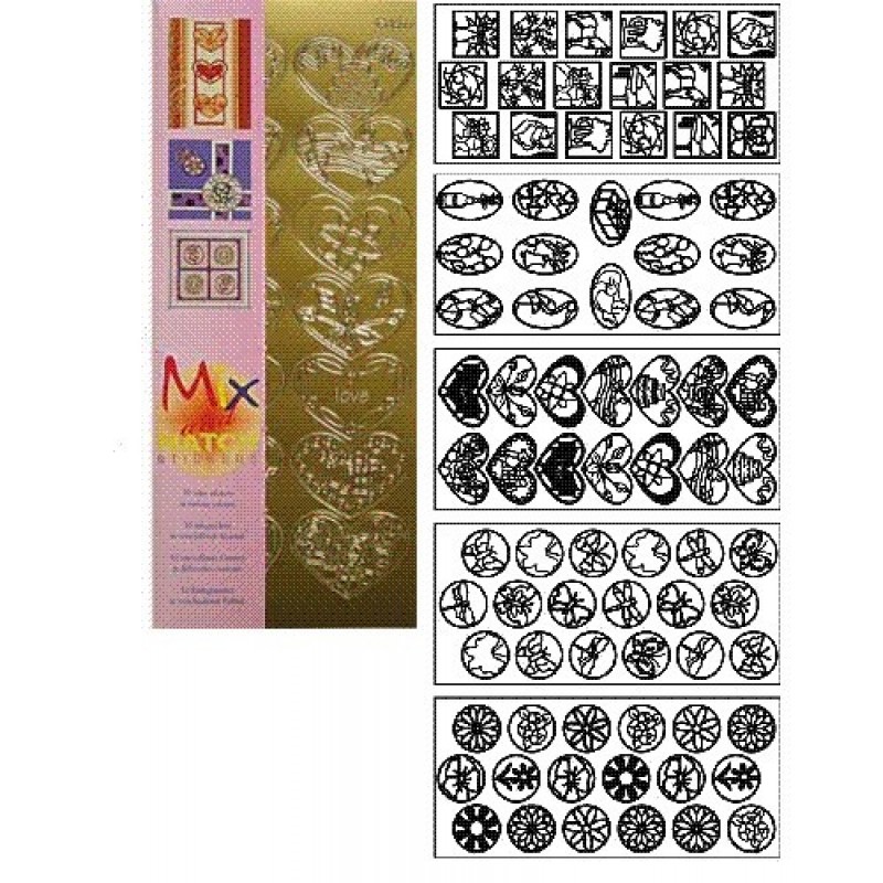 Kader sticker pakketje Mix and Match goud en zilver J