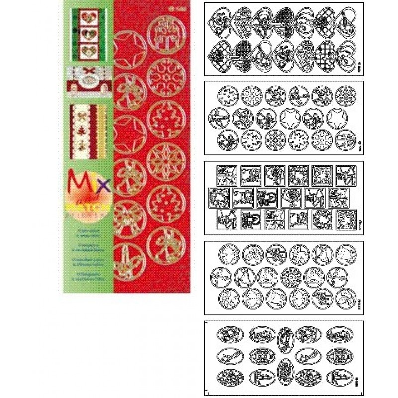 Kaderstickers pakketje Mix and Match- kerstkleuren J