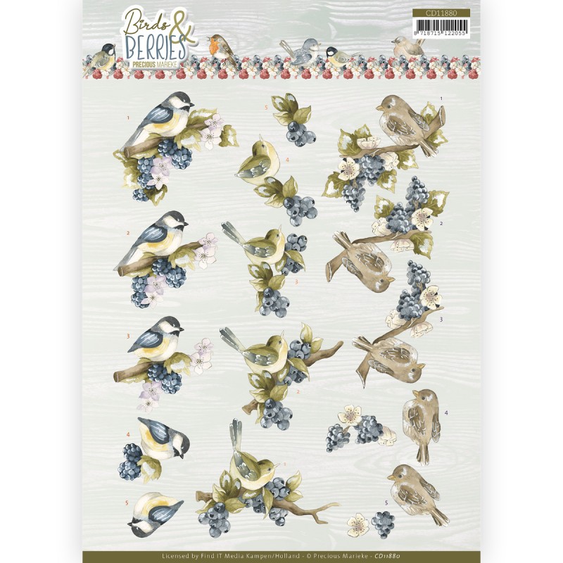 3D Cutting Sheet - Precious Marieke - Birds and Berries - Blackberries