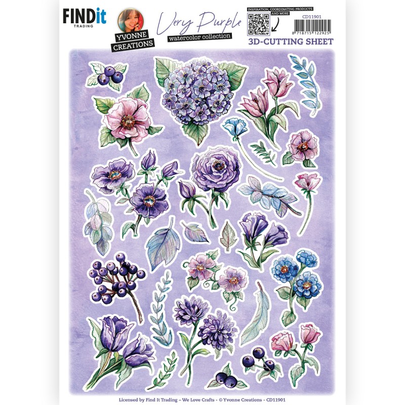 3D Cutting Sheets - Yvonne Creations - Very Purple - Small Elements B