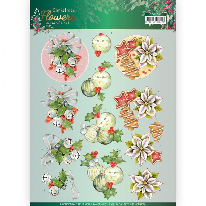 Christmas Bells - Christmas Flowers 3D Cutting Sheet  by Jeanine's Art