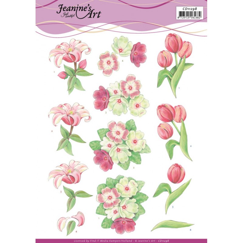  Red Flowers 3D Cutting Sheet Jeanine`s Art