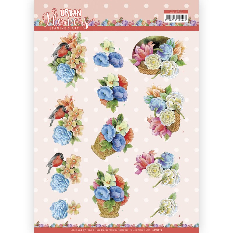 3D Cutting Sheet - Jeanine's Art - Urban Flowers - Basket of flowers