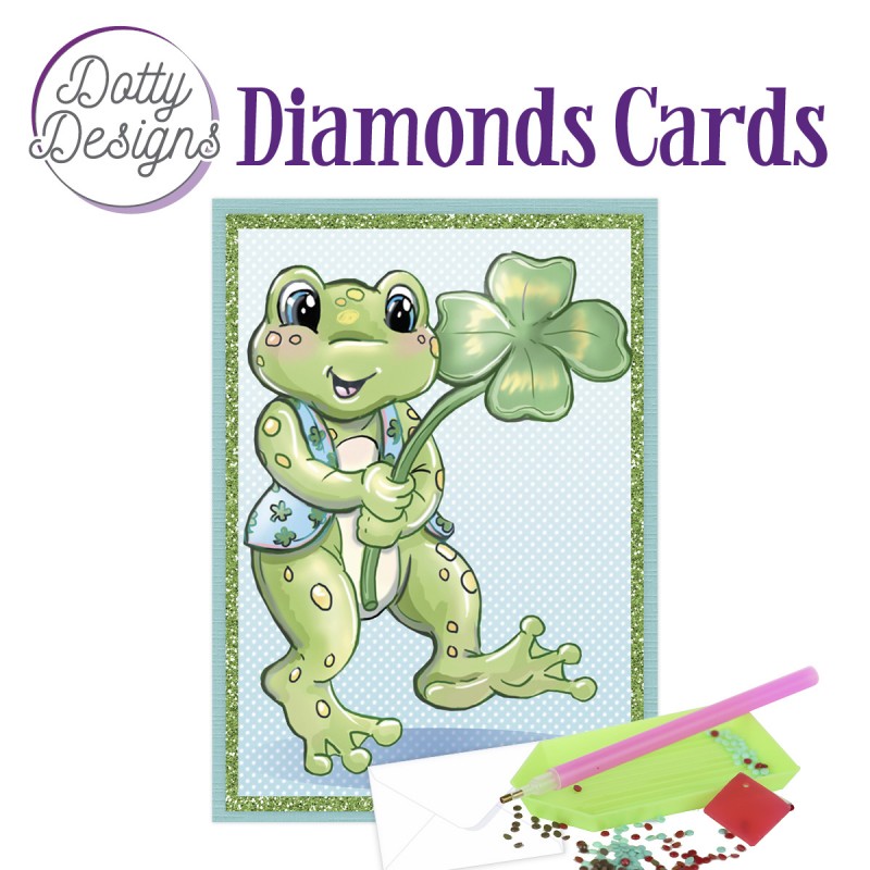 Dotty Designs Diamond Cards - Frog with Clover