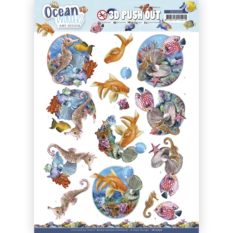 3D Push Out - Amy Design - Ocean Wonders - Seahorse