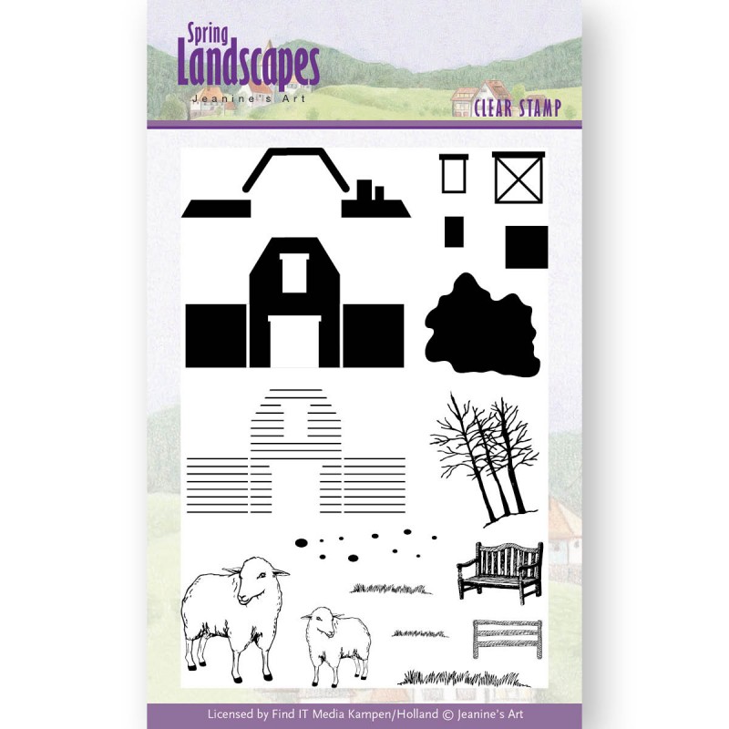 Boerderij - Spring Landscapes - Clear Stamps - Jeanines Art