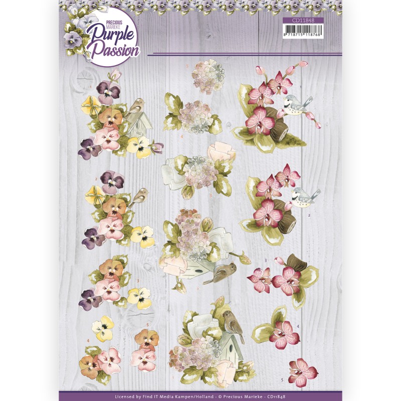 3D Cutting Sheet - Precious Marieke - Purple Passion - Bird Paradise