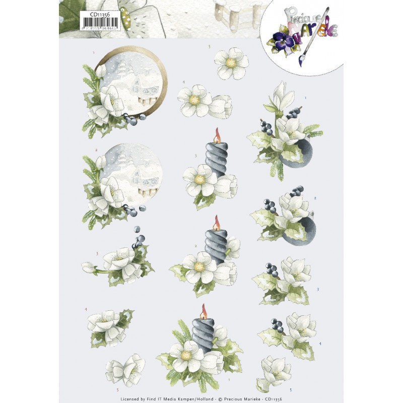 Amaryllis and Blueberries 3D Cutting Sheet by Precious Marieke