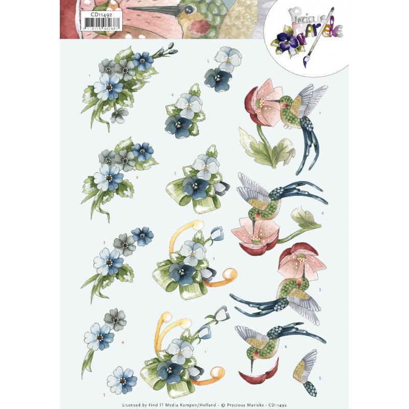 Blue Flowers 3D Cutting Sheet by Precious Marieke 