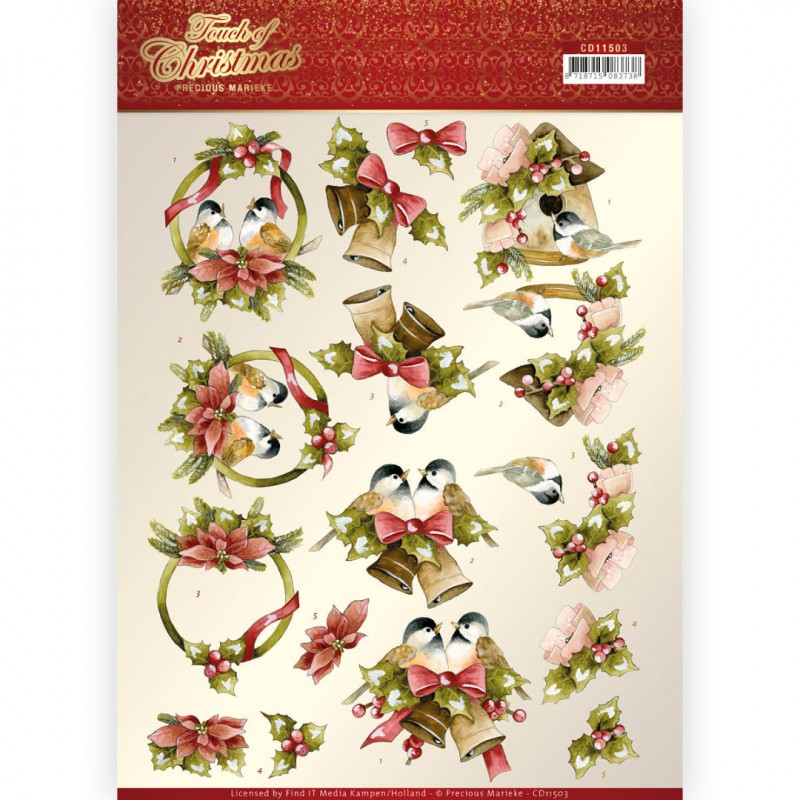 3D cutting sheet - Precious Marieke - Touch of Christmas - Birds