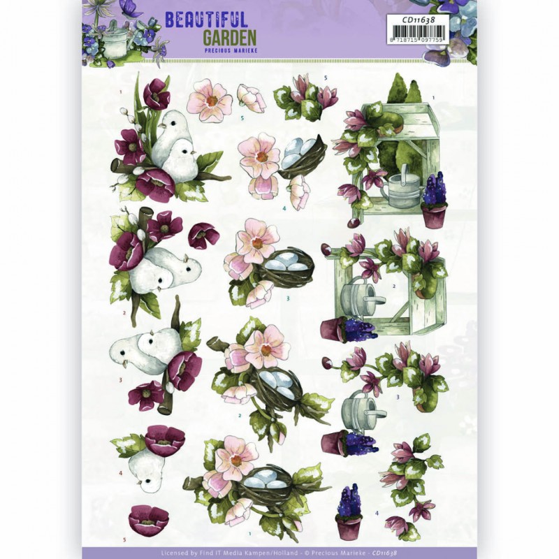 Pigeon Beautiful Garden 3D Cutting Sheet by Precious Marieke