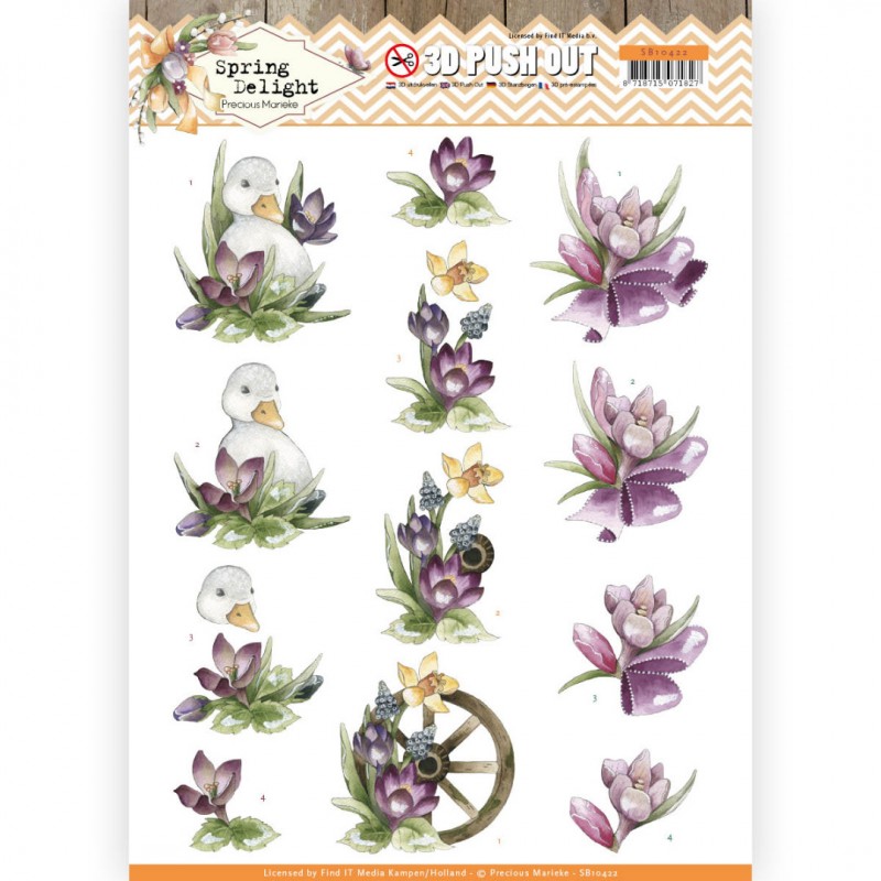 Purple Crocus Spring Delight 3D-Push-Out Sheet by Precious Marieke