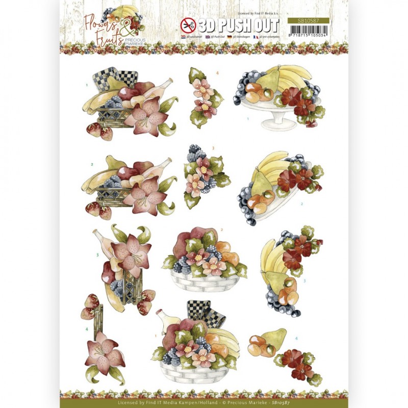 3D Push Out - Precious Marieke - Flowers and Fruits - Flowers and Bananas