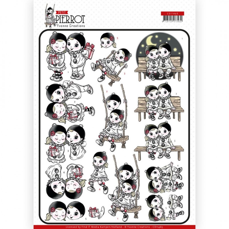 Happy Together Petit Pierrot 3D Cutting Sheet by Yvonne Creations