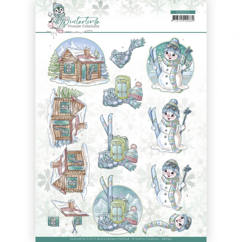 Ski - Wintertime 3D Cutting Sheet by Yvonne Creations