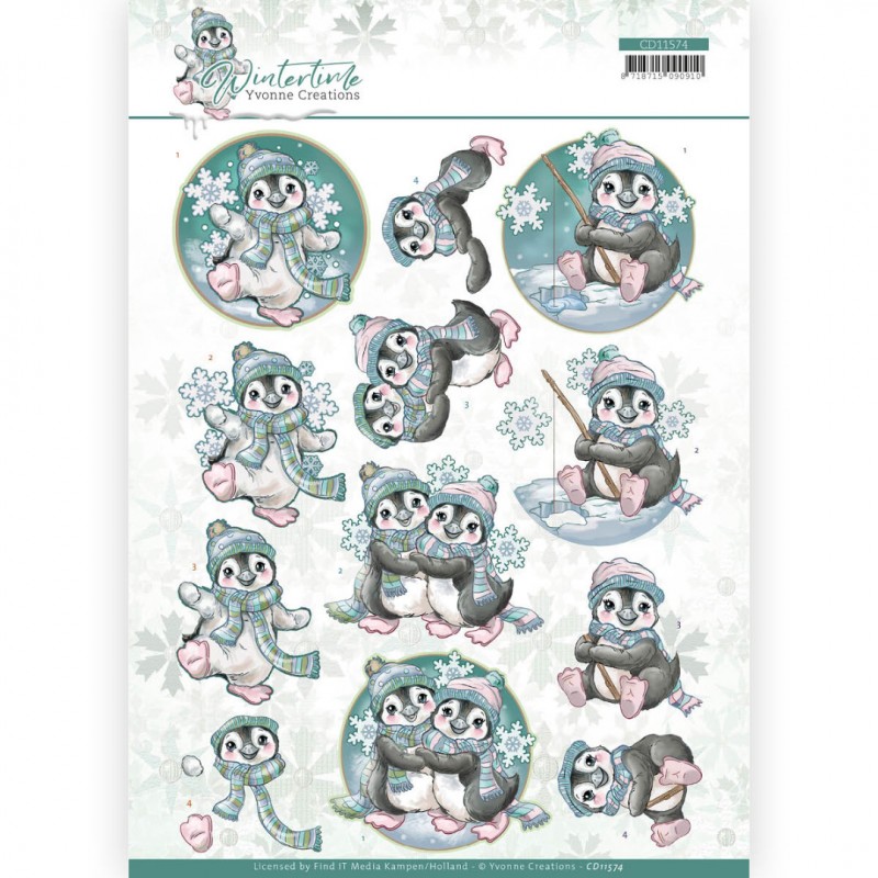 Penguin - Wintertime 3D Cutting Sheet by Yvonne Creations