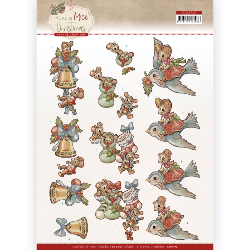 3D Cutting Sheet - Yvonne Creations - Have a Mice Christmas - Christmas Socks