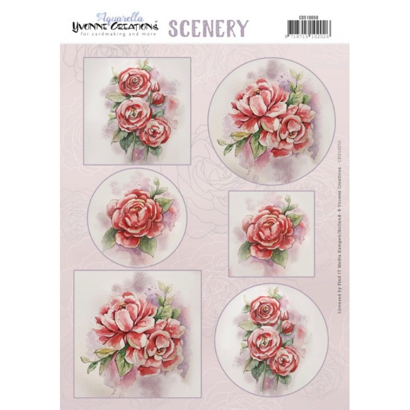 Push Out Scenery - Yvonne Creations - Aquarella - Wild Roses