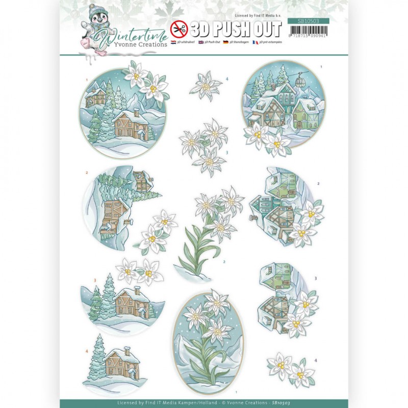 Edelweiss Wintertime 3D Push Out Sheet by Yvonne Creations