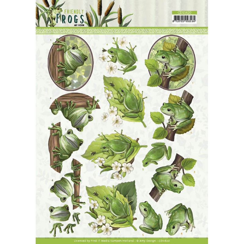 Tree Frogs - 3D Cutting Sheet Friendly Frogs by Amy Design