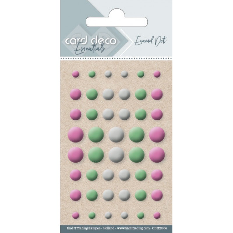 Card Deco Essentials Enamel Dots Matt Rose - Green - White