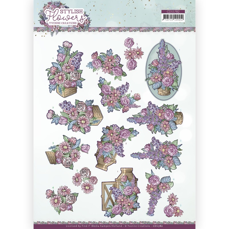 3D Cutting Sheet - Yvonne Creations - Stylish Flowers - Flower Arrangement