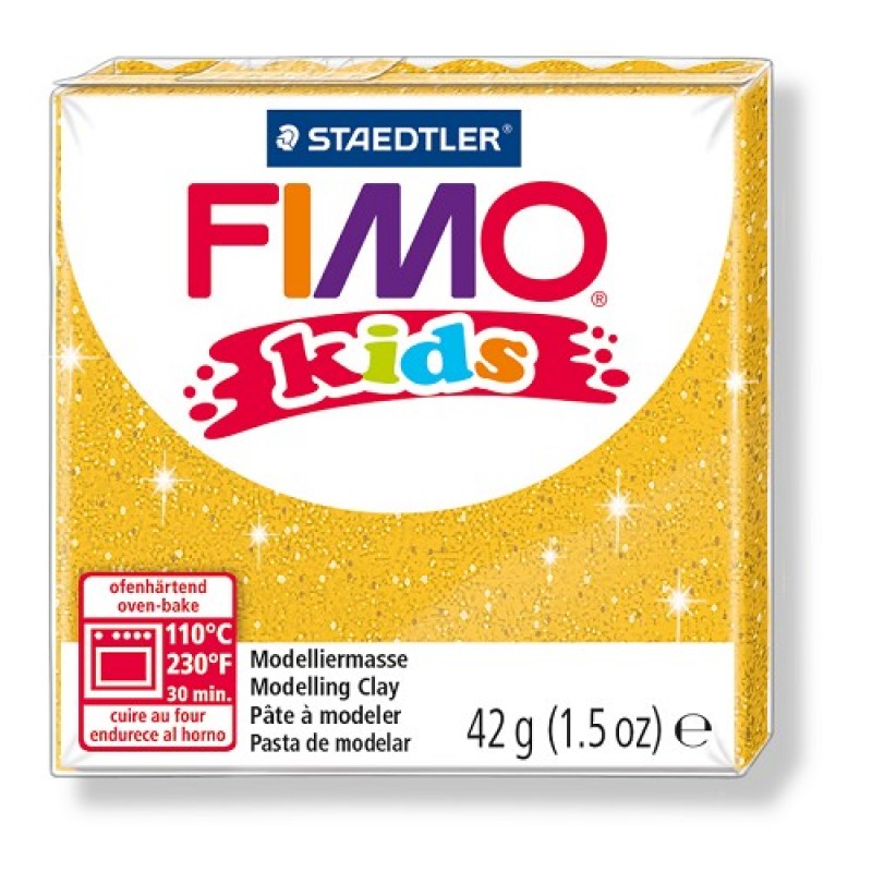 Fimo kids boetseerklei 42 g glitter goud